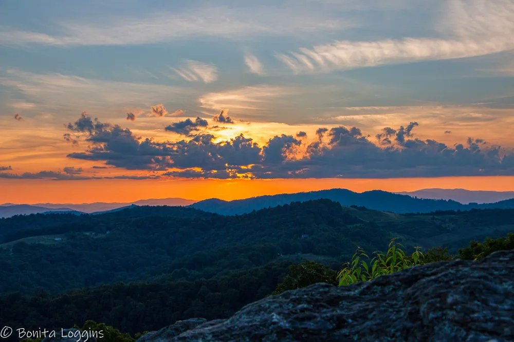 the Blue Ridge Mountains at sunset